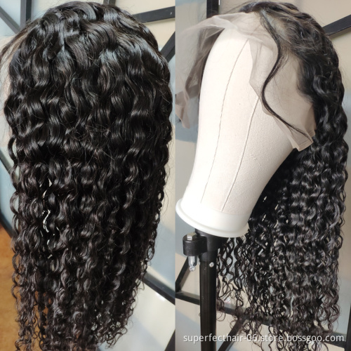 13x4  Human Hair Wig Virgin Brazilian Water Wave Lace Front Wigs Pre Plucked Natural Hairline With Baby Hair